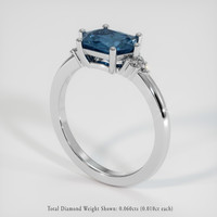1.58 Ct. Greenish Blue Sapphire Ring, 18K White Gold 2