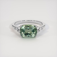 3.64 Ct. Green Sapphire Ring, 18K White Gold 1