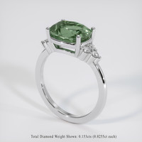 3.64 Ct. Green Sapphire Ring, 18K White Gold 2