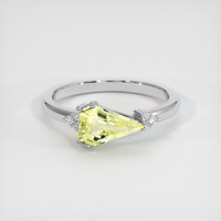 1.51 Ct. Yellowish Green Sapphire Ring, 18K White Gold 1