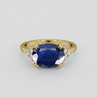 4.21 Ct. Blue Sapphire Ring, 10K Yellow Gold 1