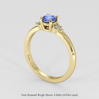 0.55 Ct. Blue Sapphire Ring, 14K Yellow Gold 2