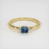 0.61 Ct. Greenish Blue Sapphire Ring, 14K Yellow Gold 1