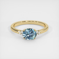 0.96 Ct. Greyish Blue Sapphire Ring, 14K Yellow Gold 1