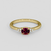 0.53 Ct. Purplish Red Ruby Ring, 18K Yellow Gold 1