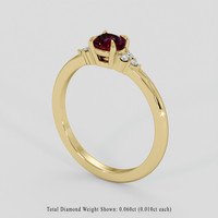 0.53 Ct. Purplish Red Ruby Ring, 18K Yellow Gold 2
