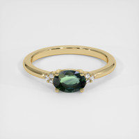 1.13 Ct. Bluish Green Sapphire Ring, 18K Yellow Gold 1
