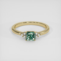 1.37 Ct. Bluish Green Sapphire Ring, 18K Yellow Gold 1