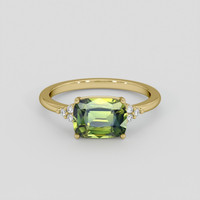 2.75 Ct. Yellowish Green Sapphire Ring, 18K Yellow Gold 1