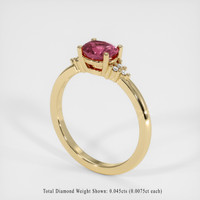 1.04 Ct. Reddish Pink Sapphire Ring, 18K Yellow Gold 2