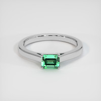 0.53 Ct. Emerald Ring, 18K White Gold 1