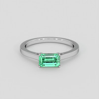 0.90 Ct. Emerald Ring, 18K White Gold 1