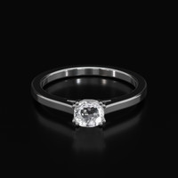 0.56 Ct. White Sapphire Ring, 18K White Gold 1