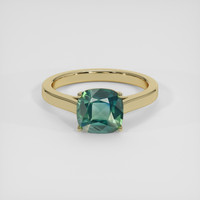 3.03 Ct. Bluish Green Sapphire Ring, 10K Yellow Gold 1