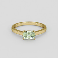 0.95 Ct. Yellowish Green Sapphire Ring, 14K Yellow Gold 1