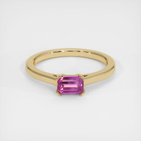 0.68 Ct. Pink Sapphire Ring, 18K Yellow Gold 1