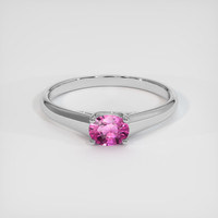 0.51 Ct. Pink Sapphire Ring, 18K White Gold 1
