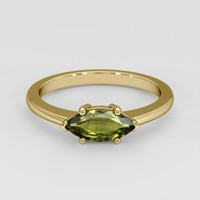 0.88 Ct. Green Sapphire Ring, 18K Yellow Gold 1