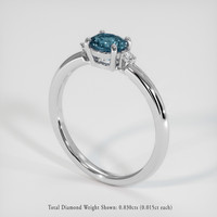 0.70 Ct. Greenish Blue Sapphire Ring, Platinum 950 2