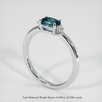 0.77 Ct. Bluish Green Sapphire Ring, Platinum 950 2