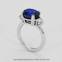 6.57 Ct. Blue Sapphire Ring, 10K White Gold 2