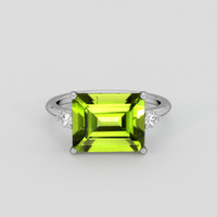 4.86 Ct. Yellowish Green Peridot Ring, 14K White Gold 1