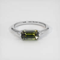2.01 Ct. Yellowish Green Sapphire Ring, 14K White Gold 1