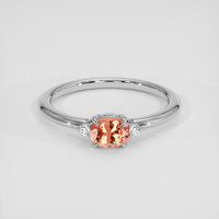 0.87 Ct. Padparadscha Sapphire Ring, 14K White Gold 1