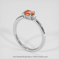 0.87 Ct. Padparadscha Sapphire Ring, 14K White Gold 2