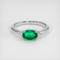 0.72 Ct. Emerald Ring, 18K White Gold 1