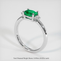 0.72 Ct. Emerald Ring, 18K White Gold 2