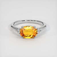 2.10 Ct. Orangish Yellow Sapphire Ring, 18K White Gold 1