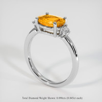 2.10 Ct. Orangish Yellow Sapphire Ring, 18K White Gold 2