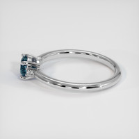 0.70 Ct. Greenish Blue Sapphire Ring, 18K White Gold 4
