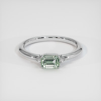 0.76 Ct. Green Sapphire Ring, 18K White Gold 1