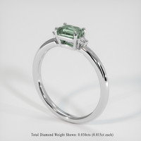 0.76 Ct. Green Sapphire Ring, 18K White Gold 2