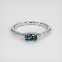 0.77 Ct. Bluish Green Sapphire Ring, 18K White Gold 1