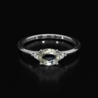 0.82 Ct. Sapphire Ring, 18K White Gold 1
