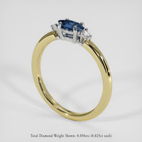 0.42 Ct. Greenish Blue Sapphire Ring, 18K White & Yellow 2