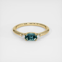 0.51 Ct. Greenish Blue Sapphire Ring, 10K Yellow Gold 1