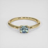 0.61 Ct. Bluish Green Sapphire Ring, 14K Yellow Gold 1