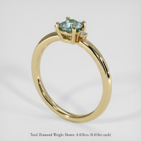 0.61 Ct. Bluish Green Sapphire Ring, 14K Yellow Gold 2
