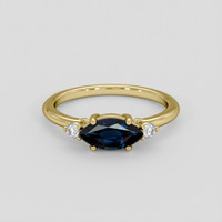 0.87 Ct. Blue Sapphire Ring, 14K Yellow Gold 1
