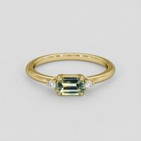 0.99 Ct. Yellowish Green Sapphire Ring, 14K Yellow Gold 1
