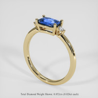 1.00 Ct. Blue Sapphire Ring, 18K Yellow Gold 2