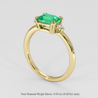 1.07 Ct. Emerald Ring, 18K Yellow Gold 2