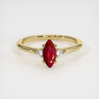 0.57 Ct. Ruby Ring, 18K Yellow Gold 1