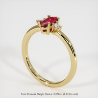 0.57 Ct. Ruby Ring, 18K Yellow Gold 2