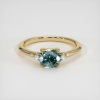 1.18 Ct. Bluish Green Sapphire Ring, 18K Yellow Gold 1