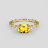1.33 Ct. Orangish Yellow Sapphire Ring, 18K Yellow Gold 1